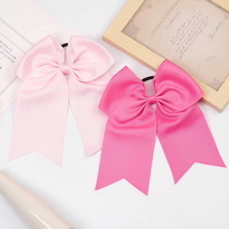 JOYOYO 20Pcs 8" Large Cheer Bows for Girls Ponytail Holder Grosgrain Ribbon Cheerleading Bows Elastic Hair Tie Bands for Baby Girls School College Teens Senior Cheerleader - Image 4